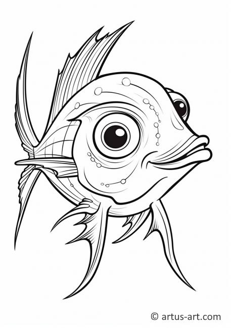 Pagina da colorare di pesce spada per bambini